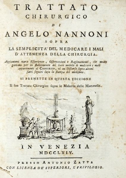 ANGELO NANNONI : Trattato chirurgico [...] sopra la semplicit del medicare i mali d'attenenza della chirurgia...  - Asta Libri a stampa dal XV al XIX secolo [Parte II] - Associazione Nazionale - Case d'Asta italiane