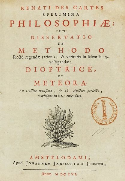 REN DESCARTES : Principia philosophiae...  - Asta Libri a stampa dal XV al XIX secolo [Parte II] - Associazione Nazionale - Case d'Asta italiane