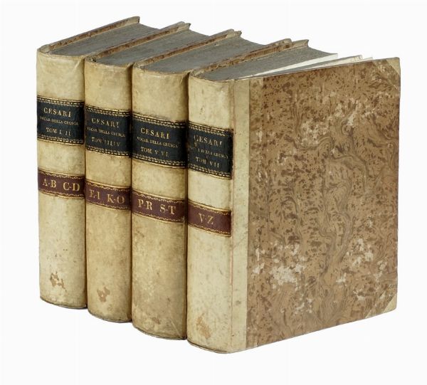 Vocabolario degli accademici della Crusca. Tomo primo (-settimo).  - Asta Libri a stampa dal XV al XIX secolo [Parte II] - Associazione Nazionale - Case d'Asta italiane