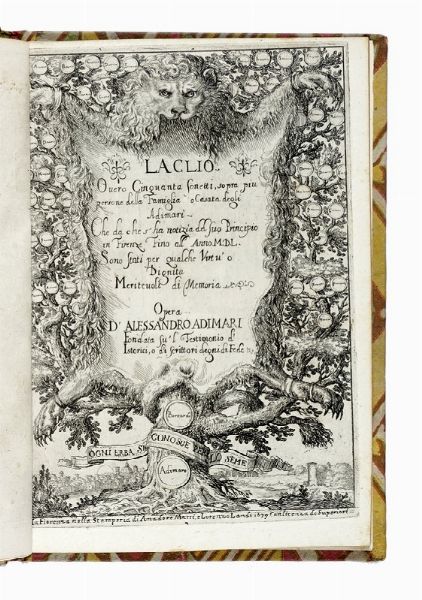 ALESSANDRO ADIMARI : La Clio overo cinquanta sonetti, sopra pi persone della Famiglia o Casata degli Adimari...  - Asta Libri a stampa dal XV al XIX secolo [Parte II] - Associazione Nazionale - Case d'Asta italiane