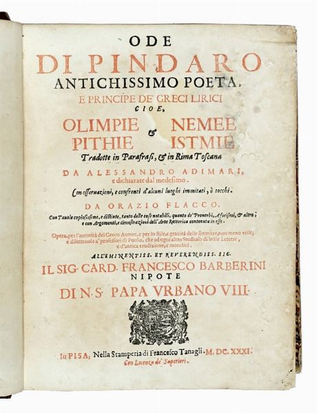 ALESSANDRO ADIMARI : La Melpomene overo cinquanta sonetti funebri con'altrettanti elogij...  - Asta Libri a stampa dal XV al XIX secolo [Parte II] - Associazione Nazionale - Case d'Asta italiane