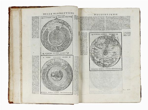 DANTE ALIGHIERI : Dante con l'espositioni di Christoforo Landino et d'Alessandro Vellutello sopra la sua Comedia dell'Inferno, del Purgatorio, & del Paradiso.  - Asta Libri a stampa dal XV al XIX secolo [Parte II] - Associazione Nazionale - Case d'Asta italiane