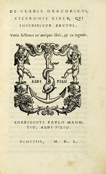 MARCUS TULLIUS CICERO : De oratore [...] libri III.  - Asta Libri a stampa dal XV al XIX secolo [Parte II] - Associazione Nazionale - Case d'Asta italiane