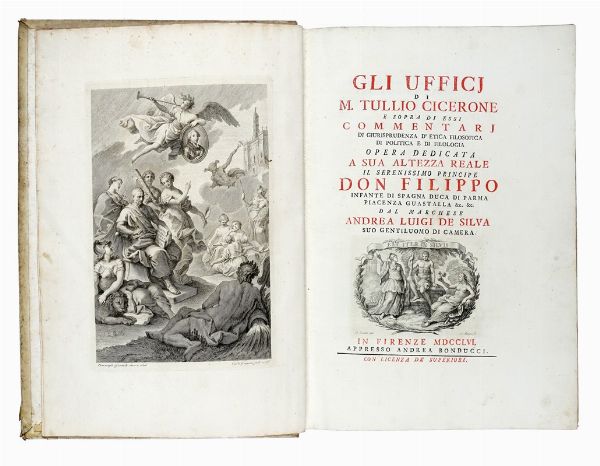 MARCUS TULLIUS CICERO : Gli uffici [...] e sopra di essi commentarj di giurisprudenza, d'etica filosofica, di politica e di filologia...  - Asta Libri a stampa dal XV al XIX secolo [Parte II] - Associazione Nazionale - Case d'Asta italiane