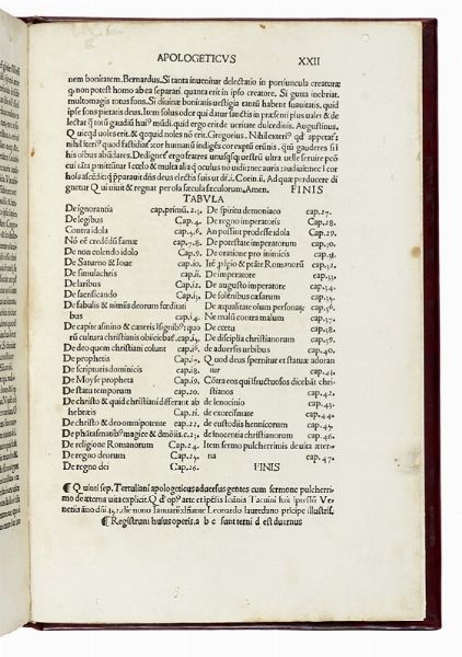 LUCIUS CAECILIUS FIRMIANUS LACTANTIUS : Opera perquam accurate castigata...  - Asta Libri a stampa dal XV al XIX secolo [Parte II] - Associazione Nazionale - Case d'Asta italiane