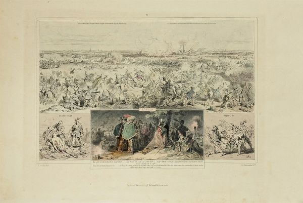 JOHANN CHRISTOPH FRIEDRICH (VON) SCHILLER : Begleitungen zu Schiller's Wallenstein. Skizzen nach des Dichter's Schilderungen, entworfen und auf Stein gezeichnet von K. Loeillot.  - Asta Libri a stampa dal XV al XIX secolo [Parte II] - Associazione Nazionale - Case d'Asta italiane