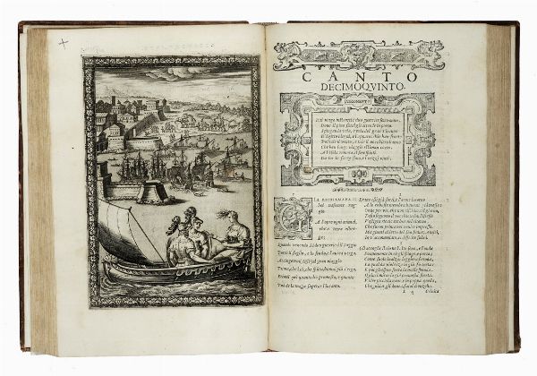 Torquato Tasso : La Gierusalemme liberata [...] con le figure di Bernardo Castello; e le Annotationi di Scipio Gentili, e di Giulio Guastavini.  - Asta Libri a stampa dal XV al XIX secolo [Parte II] - Associazione Nazionale - Case d'Asta italiane