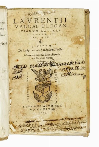 LORENZO VALLA : Elegantiarum Latinae linguae libri sex.  - Asta Libri a stampa dal XV al XIX secolo [Parte II] - Associazione Nazionale - Case d'Asta italiane