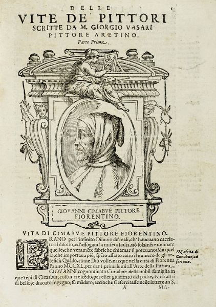 Giorgio Vasari : Le vite de' pi eccellenti pittori, scultori et architetti [...]. Parte Prima (-Parte terza Secondo volume).  - Asta Libri a stampa dal XV al XIX secolo [Parte II] - Associazione Nazionale - Case d'Asta italiane