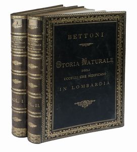 EUGENIO BETTONI : Storia naturale degli uccelli che nidificano in Lombardia ad illustrazione della raccolta ornitologica dei fratelli Ercole ed Ernesto Turati... Vol. I (-II).  - Asta Libri a stampa dal XV al XIX secolo [Parte II] - Associazione Nazionale - Case d'Asta italiane
