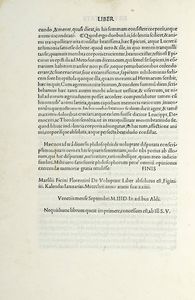 IAMBLICHUS : De mysteriis Aegyptiorum, Chaldaeorum, Assyriorum. [Tr: Marsilius Ficinus]. Add: Proclus: In Platonicum Alcibiadem. De sacrificio et magia. Porphyrius: De divinis et daemonibus...  - Asta Libri a stampa dal XV al XIX secolo [Parte II] - Associazione Nazionale - Case d'Asta italiane