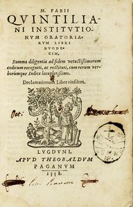 MARCUS FABIUS QUINTILIANUS - Institutionum oratoriarum libri duodecim.