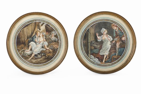 Scuola francese del XVIII secolo Scene erotiche  - Asta Pittura Antica - Associazione Nazionale - Case d'Asta italiane