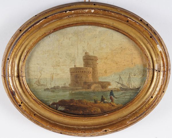 Scuola del XVIII secolo Paesaggi costieri con figure e imbarcazioni  - Asta Pittura Antica - Associazione Nazionale - Case d'Asta italiane