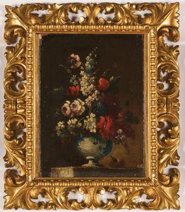 Giovanni Paolo Castelli detto Lo Spadino, nei modi di - Natura morta con vaso di fiori