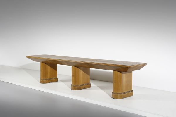 PIACENTINI MARCELLO (1881 - 1960) : attribuito. Monumentale tavolo con bacellatura alle basi  - Asta Asta 420 | DESIGN E ARTI DECORATIVE DEL NOVECENTO Online - Associazione Nazionale - Case d'Asta italiane
