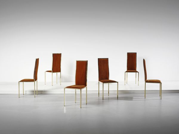 ZEVI RENATO : attribuito. Lotto di sei sedie  - Asta Asta 420 | DESIGN E ARTI DECORATIVE DEL NOVECENTO Online - Associazione Nazionale - Case d'Asta italiane