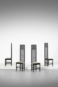 MANIFATTURA ITALIANA - Lotto di quattro sedie ispirate al mod. Hill House 1 di Charles Rennie Mackintosh