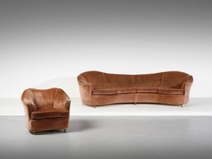 PONTI GIO (1891 - 1979) - nello stile di. Lotto composto da un divano e una poltrona