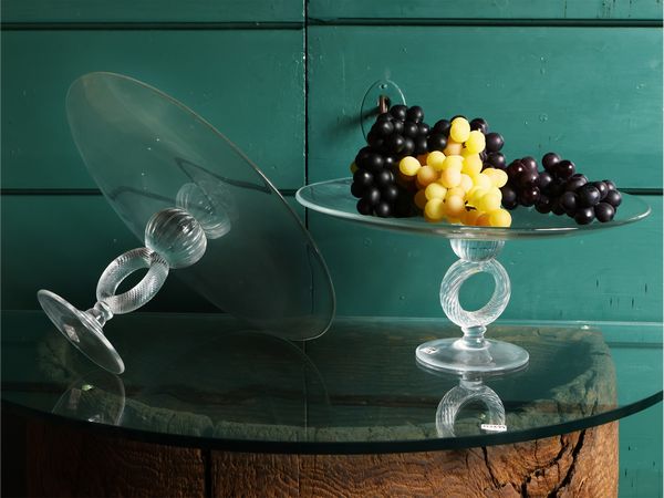 Coppia di grandi alzate in vetro soffiato trasparente  - Asta Una villa fiorentina. Arredi e Dipinti Antichi. Arte Contemporanea - Associazione Nazionale - Case d'Asta italiane