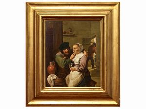 Da David Teniers - Contadino che accarezza una vecchia fantesca (dall'originale conservato agli Uffizi)