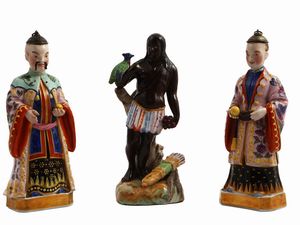 Jacob Petit - Tre figure esotiche in porcellana policroma, Parigi XIX secolo
