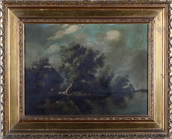 Scuola del XIX secolo Paesaggio fluviale  - Asta Antiquariato Settembre - Associazione Nazionale - Case d'Asta italiane