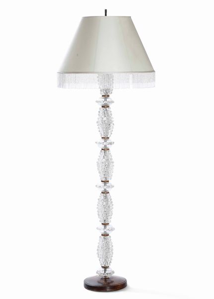 Lampada da terra in vetro incolore. Italia XX secolo  - Asta Antiquariato Settembre - Associazione Nazionale - Case d'Asta italiane