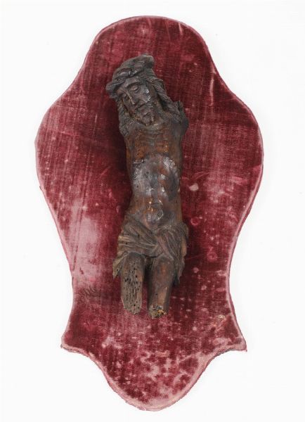 Cristo in legno, probabilmente Francia XV/XVI secolo  - Asta Scultura - Associazione Nazionale - Case d'Asta italiane