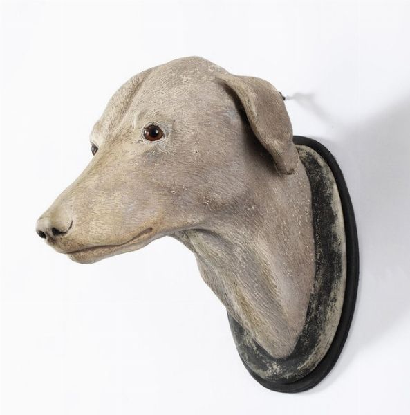 Testa di cane. Plasticatore del XIX-XX secolo  - Asta Scultura - Associazione Nazionale - Case d'Asta italiane