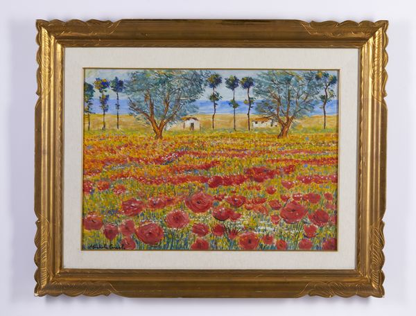 CASCELLA MICHELE (1892 - 1989) : Campo di papaveri.  - Asta Asta 421 | ARTE MODERNA E CONTEMPORANEA Online - Associazione Nazionale - Case d'Asta italiane