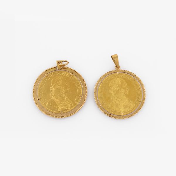 LOTTO DI DUE PENTENTI CON MONETE AUSTROUNGARICHE  - Asta Gioielli e Orologi - Associazione Nazionale - Case d'Asta italiane