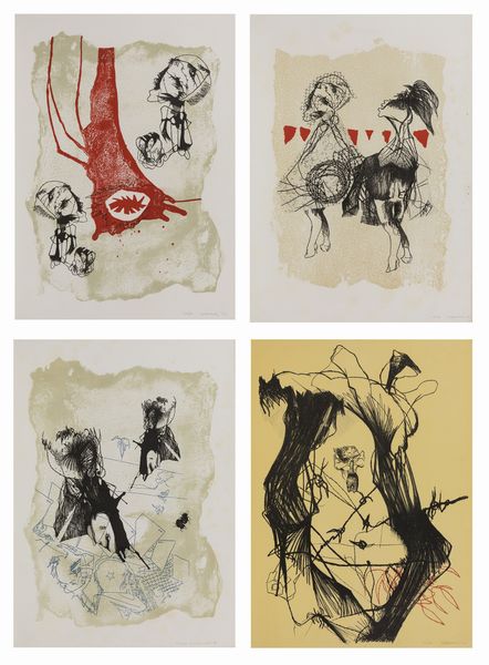 Francesco Guerreschi : Cinque litografie a colori  - Asta Grafica e Multipli d'Autore - Associazione Nazionale - Case d'Asta italiane