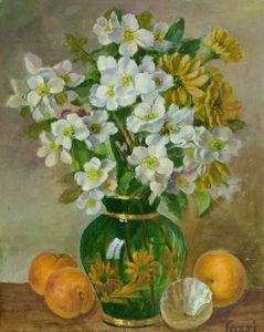 MARIO TOZZI - Vaso verde con fiori
