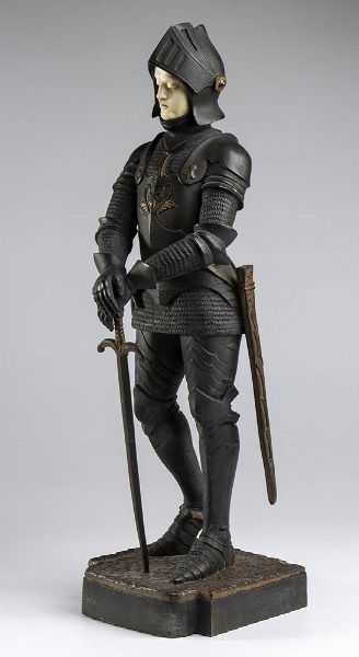 Scultura francese in bronzo raffigurante guerriero - firmata S. OMERTH  - Asta Mobili e Oggetti d'Arte dal XVII all'inizio del XX Secolo - Associazione Nazionale - Case d'Asta italiane