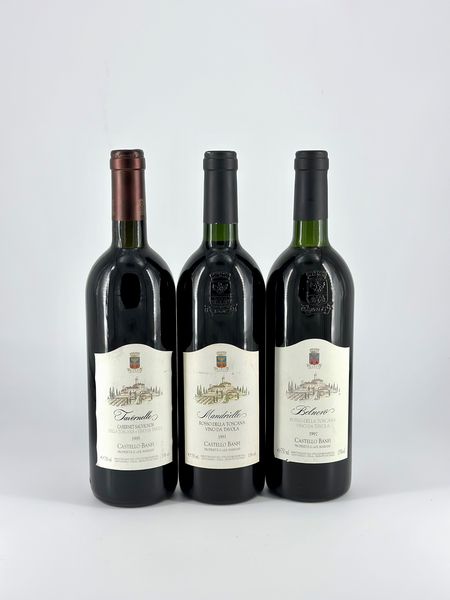 Castello Banfi, Cabernet Sauvignon Tevernelle - Castello Banfi, Mandrielle - Castello Banfi, Belnero  - Asta Vini e Distillati. D'Annata, Pregiati e da Collezione - Associazione Nazionale - Case d'Asta italiane
