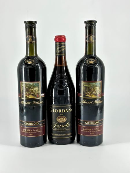 Giordano Maestri Italiani, Barbera d'Asti - Giordano, Barolo  - Asta Vini e Distillati. D'Annata, Pregiati e da Collezione - Associazione Nazionale - Case d'Asta italiane