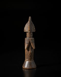 Mossi - Burkina Faso - Bambola di fertilit Biga  a figura femminile stilizzata. Legno duro a patina naturale e pigmento.