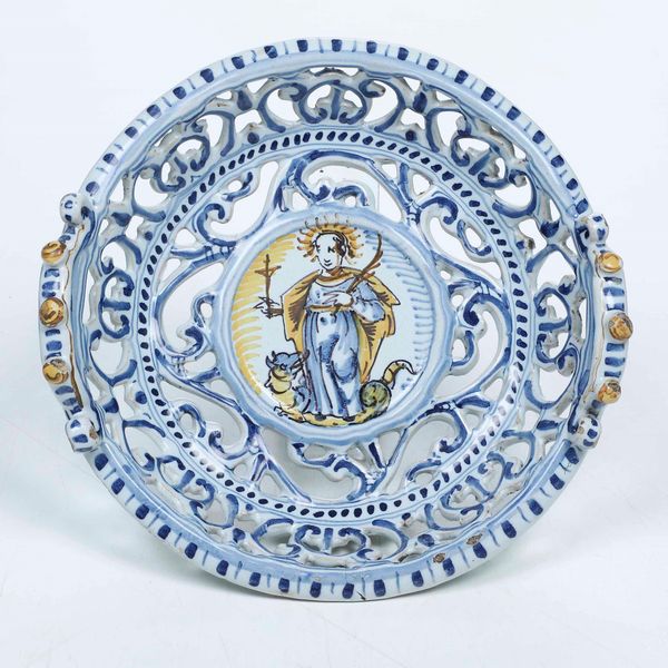 Cestino traforato.<BR>Faenza, seconda metà del XVII secolo.  - Asta Maioliche e Porcellane - Associazione Nazionale - Case d'Asta italiane