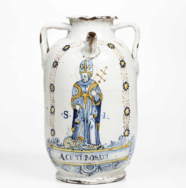 Versatore da farmacia. <BR>Castelli, XIX secolo.  - Asta Maioliche e Porcellane - Associazione Nazionale - Case d'Asta italiane