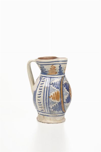 Boccale.<BR>Orvieto o Deruta, 1480-1520 circa.  - Asta Maioliche e Porcellane - Associazione Nazionale - Case d'Asta italiane