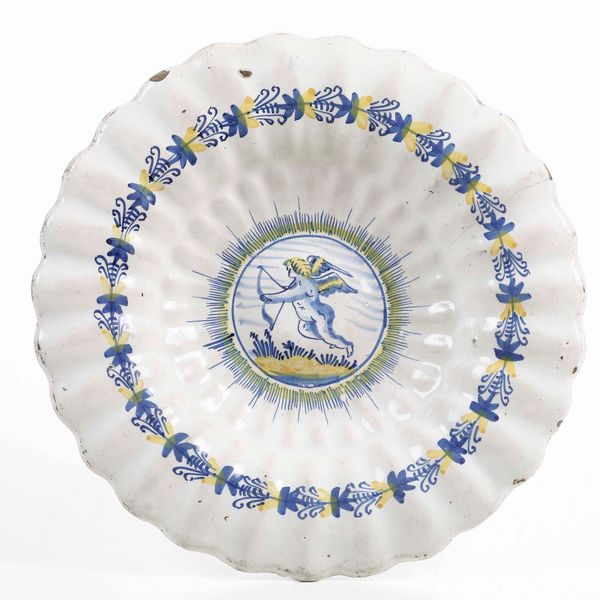 Piatto.<BR>Nevers o Olanda, XVII-XVIII secolo.<BR>  - Asta Maioliche e Porcellane - Associazione Nazionale - Case d'Asta italiane