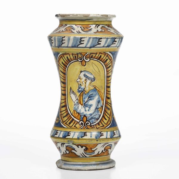 Albarello.<BR>Sicilia, Palermo (?), XIX-XX secolo.  - Asta Maioliche e Porcellane - Associazione Nazionale - Case d'Asta italiane