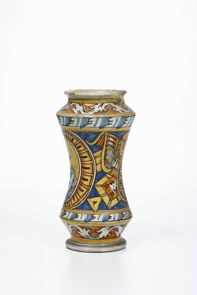 Albarello.<BR>Sicilia, Palermo (?), XIX-XX secolo.  - Asta Maioliche e Porcellane - Associazione Nazionale - Case d'Asta italiane