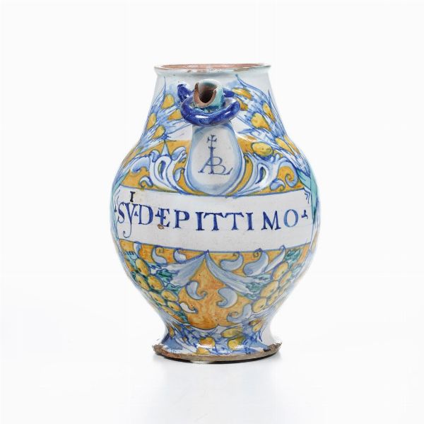 Orciolo.<BR>Deruta, seconda metà del XVI secolo (?).  - Asta Maioliche e Porcellane - Associazione Nazionale - Case d'Asta italiane