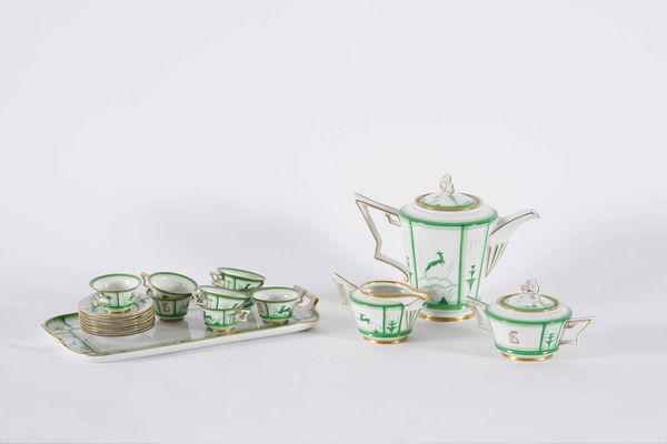 Servizio da caffè modello Tirana.<BR>Germania, Manifattura Rosenthal, 1931.  - Asta Maioliche e Porcellane - Associazione Nazionale - Case d'Asta italiane