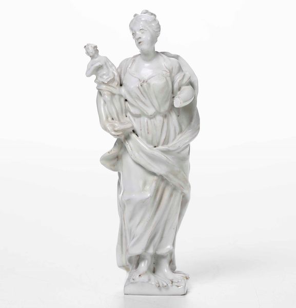 Figurina di Demetra e Pluto (?), XVIII secolo.  - Asta Maioliche e Porcellane - Associazione Nazionale - Case d'Asta italiane