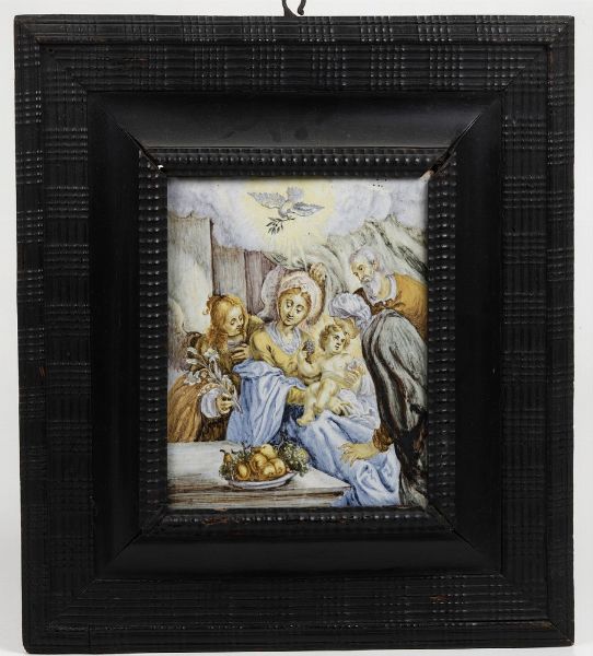 Mattonella con cornice.<BR>Castelli, XVIII o XIX secolo.  - Asta Maioliche e Porcellane - Associazione Nazionale - Case d'Asta italiane