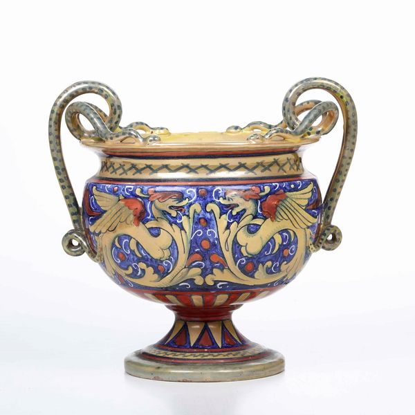 Vaso. <BR>Gualdo Tadino, Manifattura Ruboli, 1930 circa.  - Asta Maioliche e Porcellane - Associazione Nazionale - Case d'Asta italiane