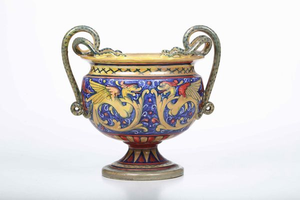 Vaso. <BR>Gualdo Tadino, Manifattura Ruboli, 1930 circa.  - Asta Maioliche e Porcellane - Associazione Nazionale - Case d'Asta italiane